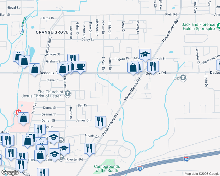 map of restaurants, bars, coffee shops, grocery stores, and more near 11181 Tanner Road in Gulfport