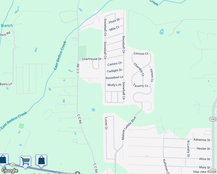 map of restaurants, bars, coffee shops, grocery stores, and more near 28442 Molly's Place in Ponchatoula