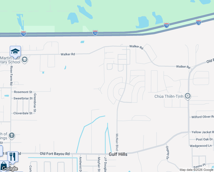 map of restaurants, bars, coffee shops, grocery stores, and more near 2213 Paula Circle in Ocean Springs