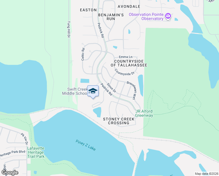 map of restaurants, bars, coffee shops, grocery stores, and more near Pedrick Road in Tallahassee