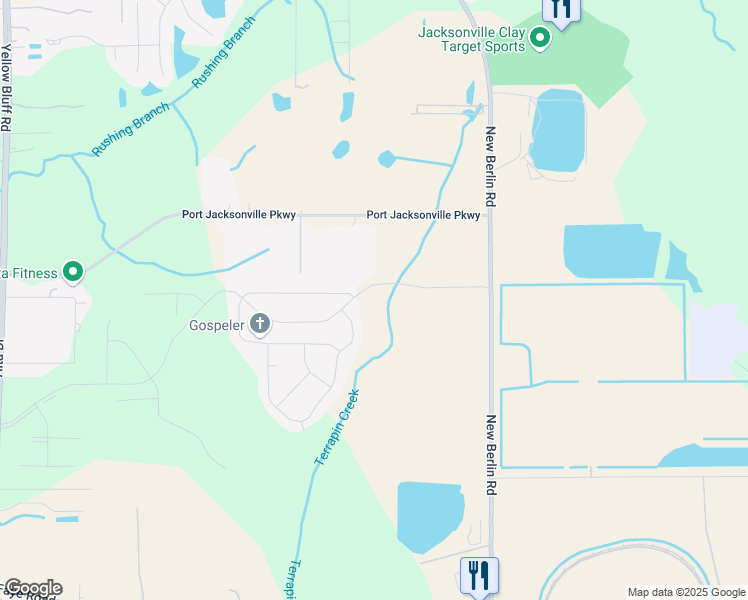 map of restaurants, bars, coffee shops, grocery stores, and more near 3700 Port Jacksonville Parkway in Jacksonville