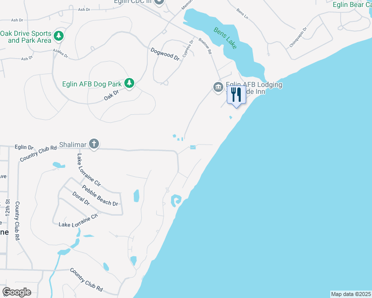 map of restaurants, bars, coffee shops, grocery stores, and more near 6 Davis Court in Shalimar
