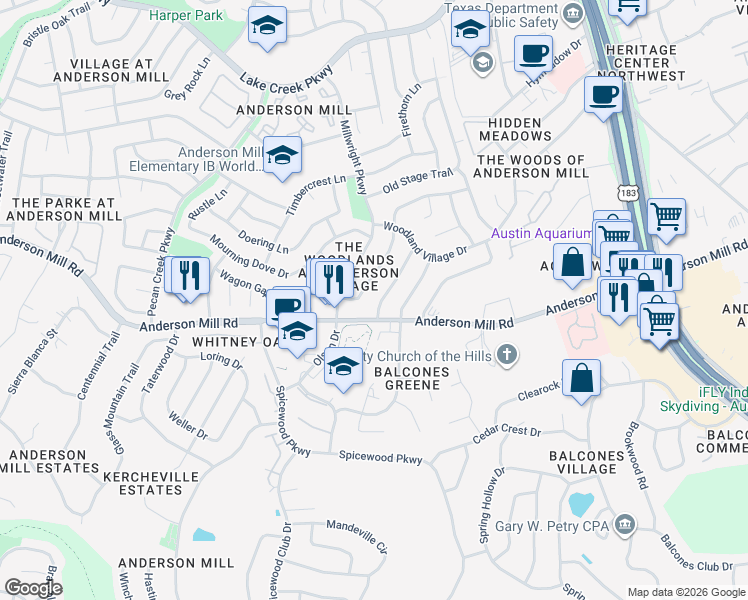 map of restaurants, bars, coffee shops, grocery stores, and more near 10254 Missel Thrush Drive in Austin