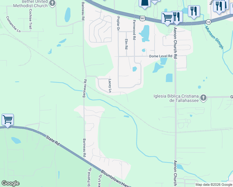 map of restaurants, bars, coffee shops, grocery stores, and more near 6209 Jordans Pass Drive in Tallahassee