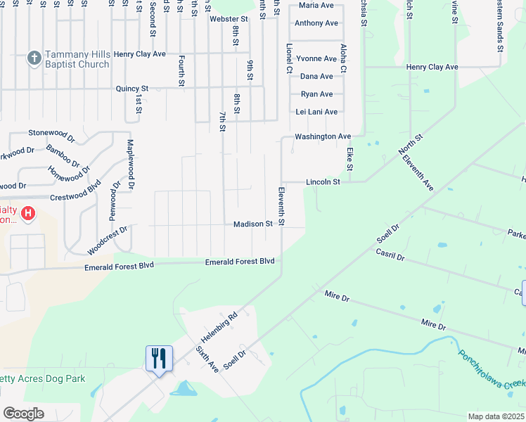 map of restaurants, bars, coffee shops, grocery stores, and more near 70140 10th Street in Covington