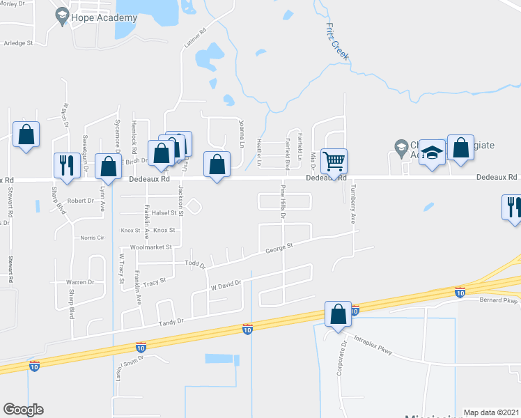 map of restaurants, bars, coffee shops, grocery stores, and more near 2617 West Angela Circle in Gulfport