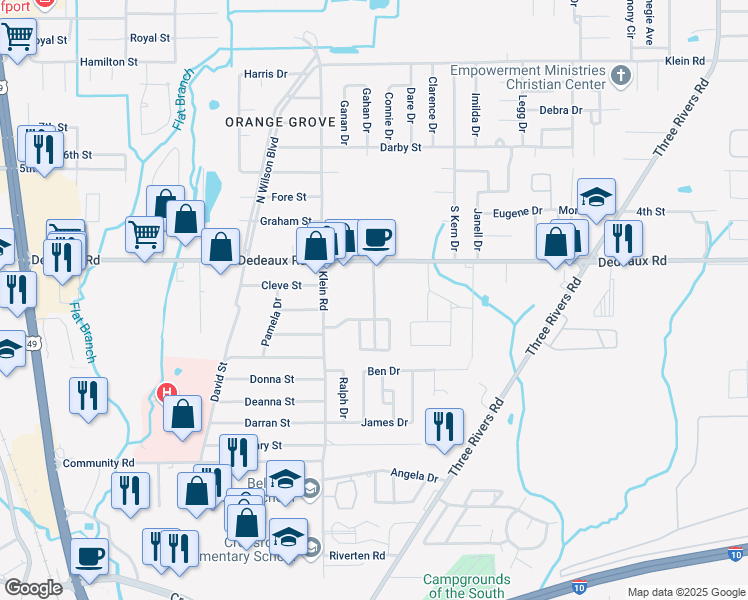 map of restaurants, bars, coffee shops, grocery stores, and more near 11232 Hendry Road in Gulfport