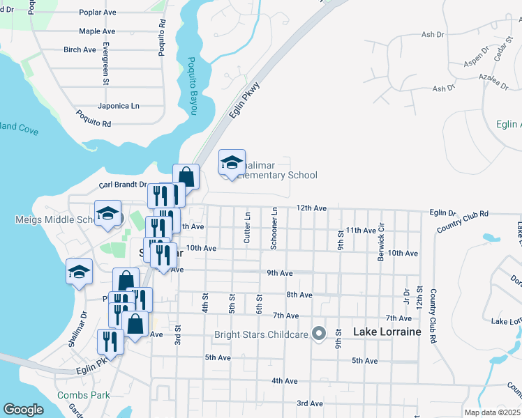 map of restaurants, bars, coffee shops, grocery stores, and more near in Shalimar