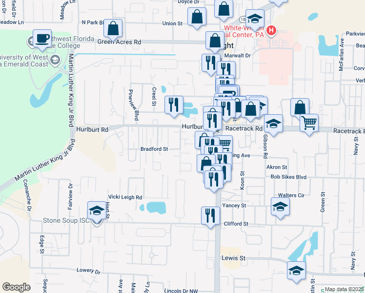 map of restaurants, bars, coffee shops, grocery stores, and more near 1815 Cotton Tree Court in Fort Walton Beach