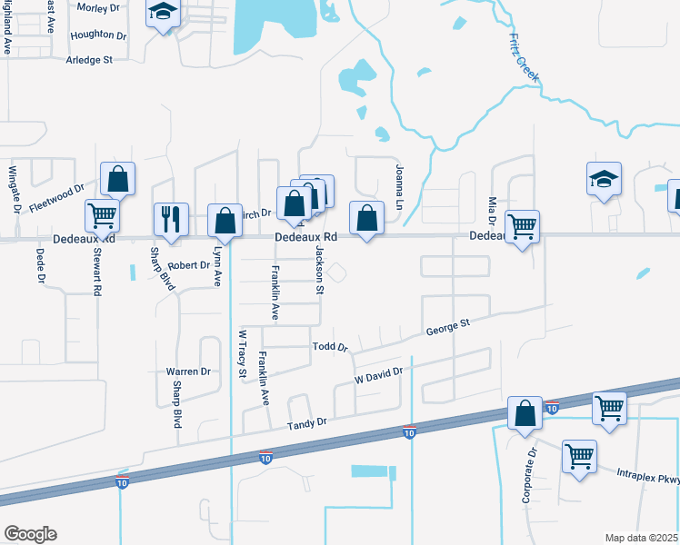 map of restaurants, bars, coffee shops, grocery stores, and more near 205 Jackson Street in Gulfport
