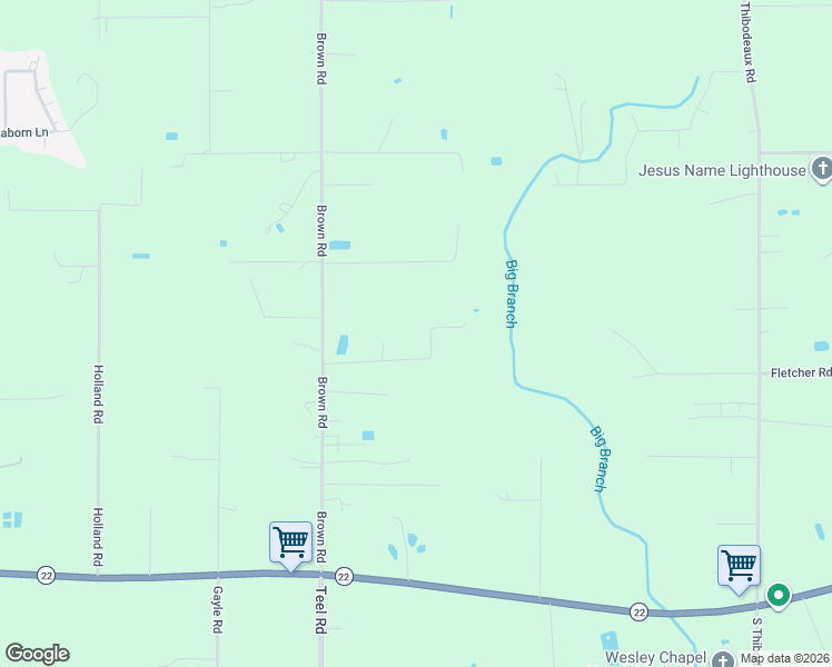 map of restaurants, bars, coffee shops, grocery stores, and more near 21155 Wells Road in Ponchatoula