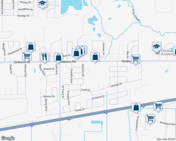 map of restaurants, bars, coffee shops, grocery stores, and more near 205 Jackson Street in Gulfport