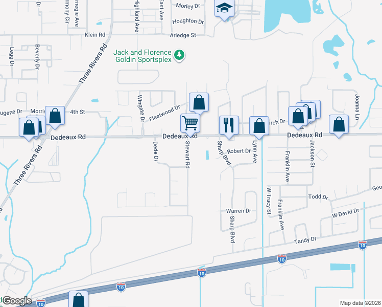 map of restaurants, bars, coffee shops, grocery stores, and more near 13321 Dedeaux Road in Gulfport