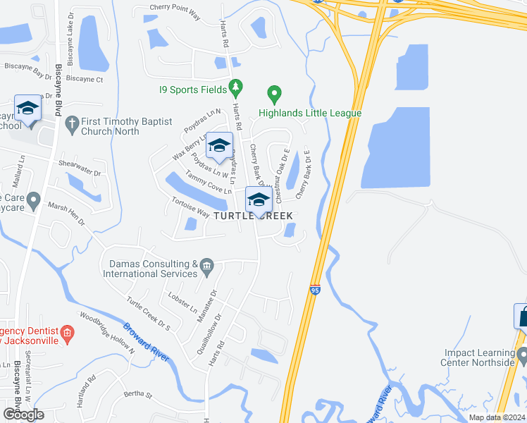 map of restaurants, bars, coffee shops, grocery stores, and more near 11668 Carapace Lane in Jacksonville