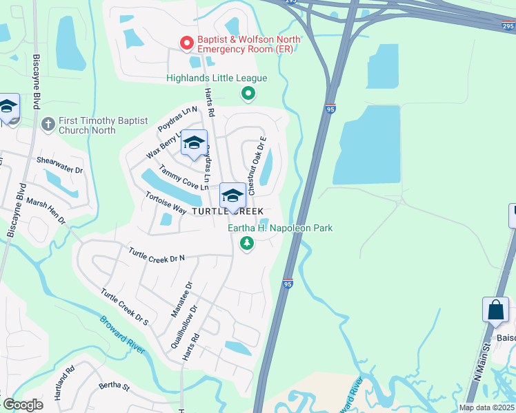 map of restaurants, bars, coffee shops, grocery stores, and more near 11655 Chestnut Oak Drive East in Jacksonville