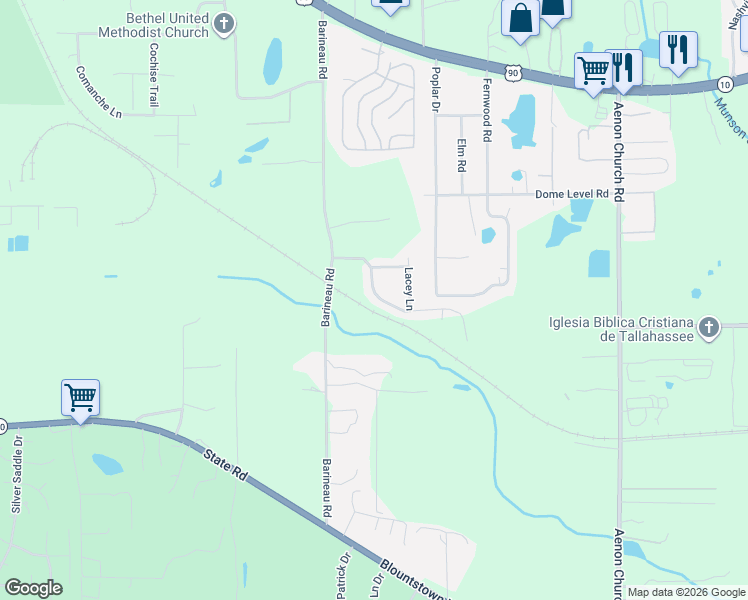map of restaurants, bars, coffee shops, grocery stores, and more near 6252 Jordans Pass Drive in Tallahassee