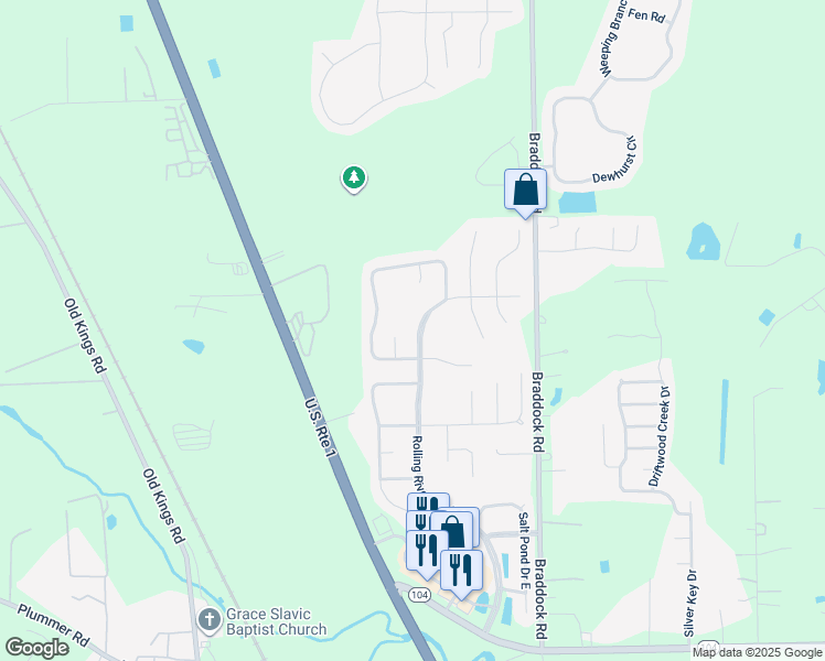 map of restaurants, bars, coffee shops, grocery stores, and more near 11758 Rolling River Boulevard in Jacksonville