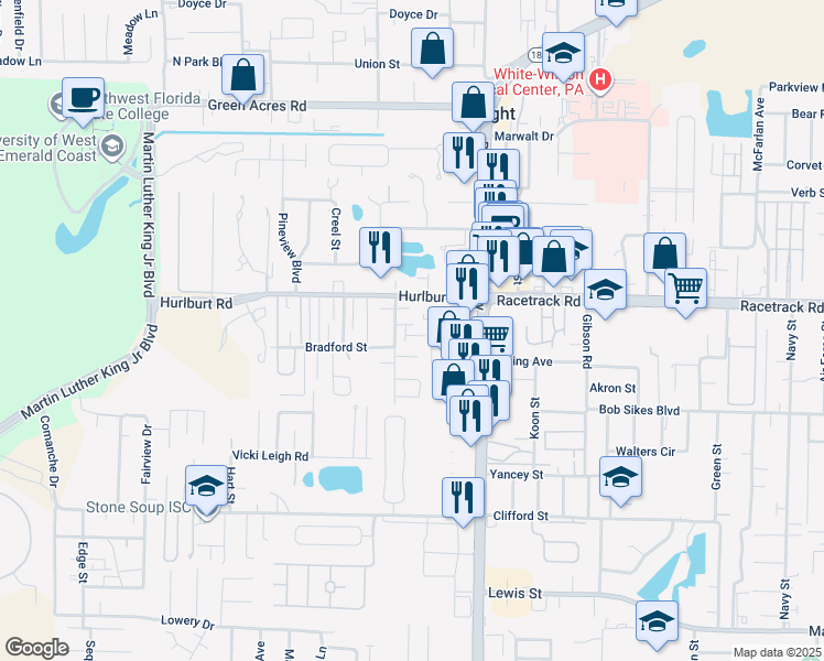 map of restaurants, bars, coffee shops, grocery stores, and more near 1815 Cotton Tree Court in Fort Walton Beach
