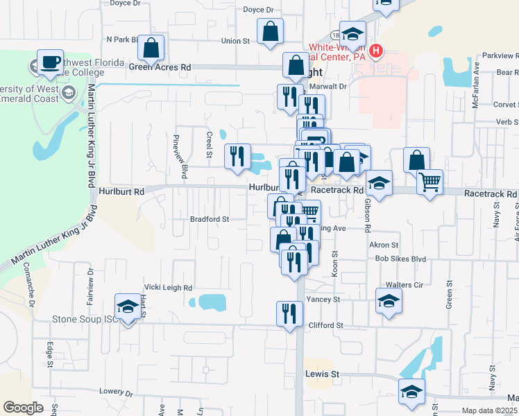 map of restaurants, bars, coffee shops, grocery stores, and more near 1815 Cotton Tree Court in Fort Walton Beach