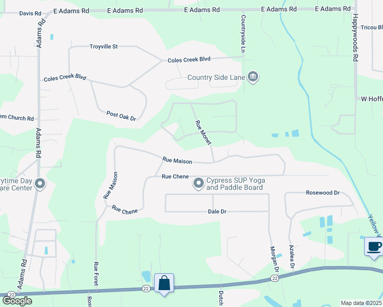map of restaurants, bars, coffee shops, grocery stores, and more near 41367 Rue Maison in Ponchatoula