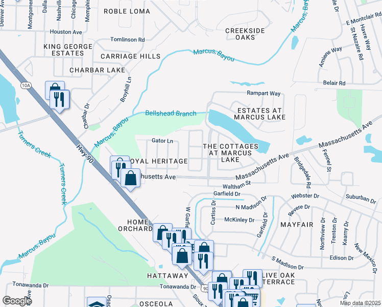 map of restaurants, bars, coffee shops, grocery stores, and more near 3167 2 Sisters Way in Pensacola