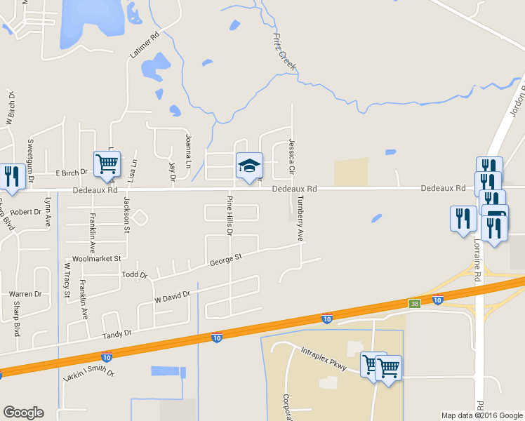 map of restaurants, bars, coffee shops, grocery stores, and more near 203 East Angela Circle in Gulfport