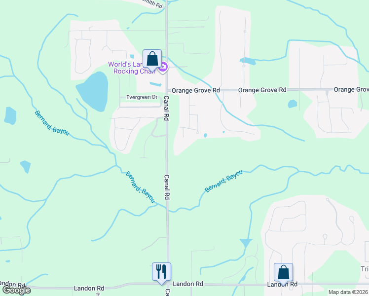 map of restaurants, bars, coffee shops, grocery stores, and more near 11142-11322 Canal Road in Gulfport