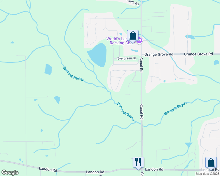 map of restaurants, bars, coffee shops, grocery stores, and more near 11190 River Bend Drive in Gulfport