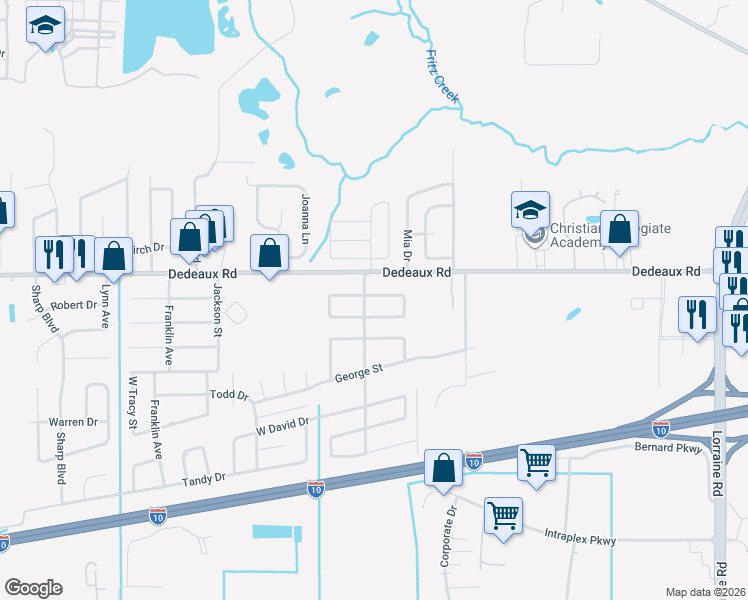 map of restaurants, bars, coffee shops, grocery stores, and more near 2702 East Angela Circle in Gulfport