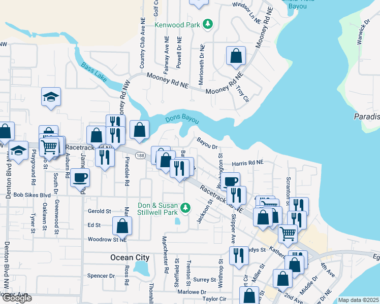 map of restaurants, bars, coffee shops, grocery stores, and more near 1108 Tiki Too Avenue in Fort Walton Beach