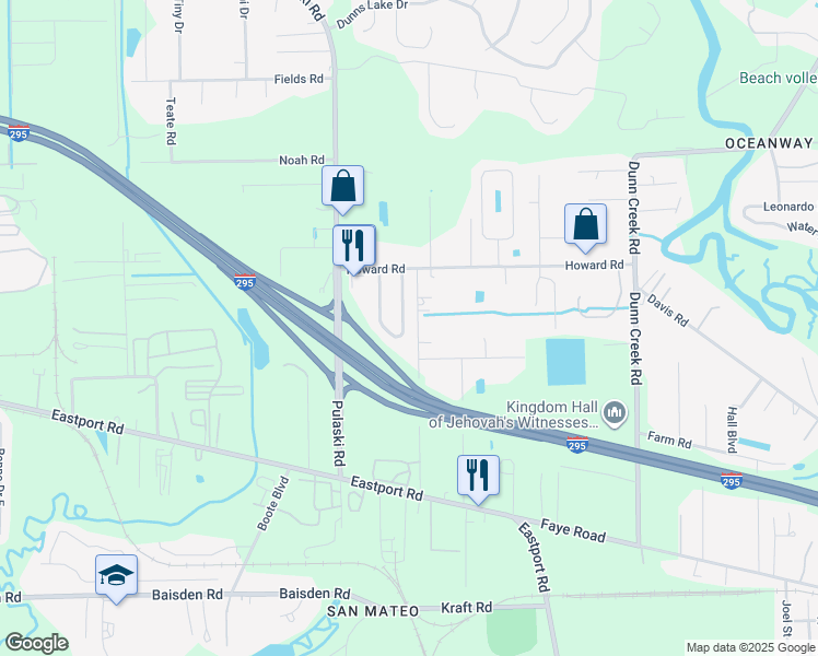 map of restaurants, bars, coffee shops, grocery stores, and more near 11800 Lake Bend Circle in Jacksonville