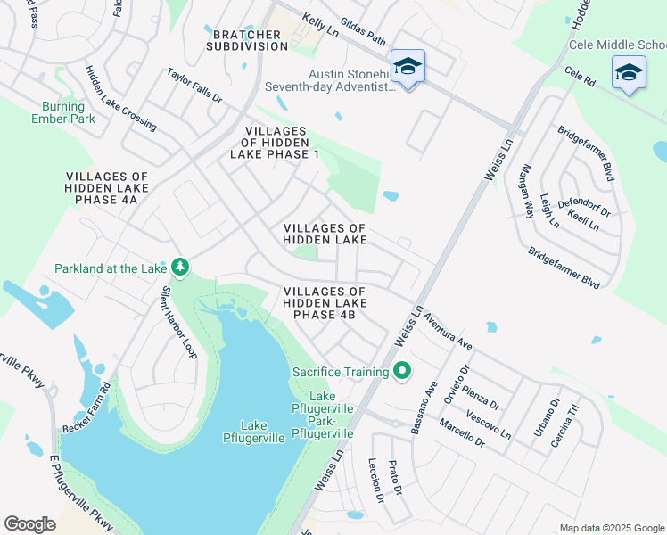 map of restaurants, bars, coffee shops, grocery stores, and more near 4408 Hidden Lake Crossing in Pflugerville