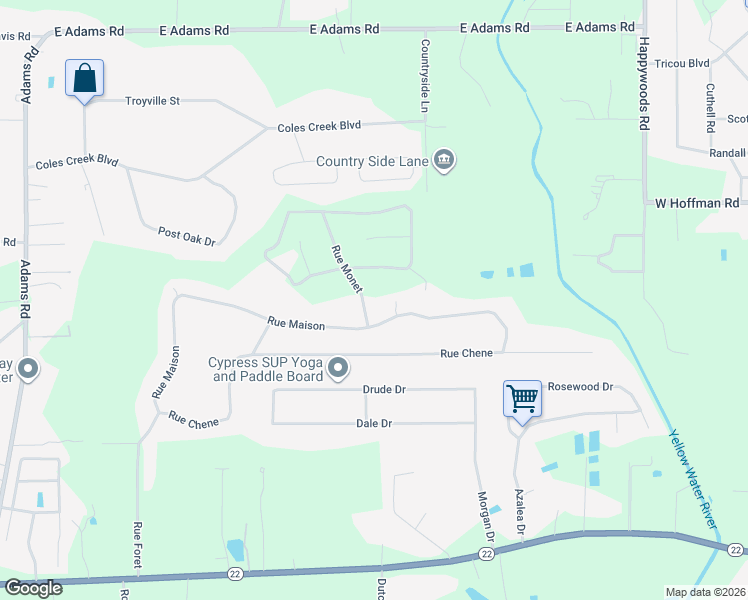 map of restaurants, bars, coffee shops, grocery stores, and more near 41062 Rue Monet in Ponchatoula