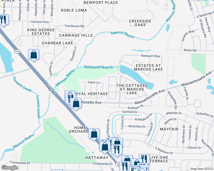 map of restaurants, bars, coffee shops, grocery stores, and more near 3144 2 Sisters Way in Pensacola