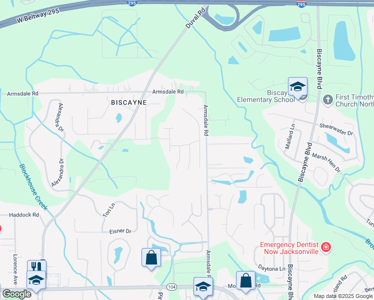 map of restaurants, bars, coffee shops, grocery stores, and more near 11988 Iron Creek Road in Jacksonville