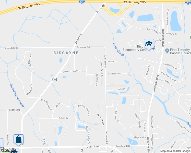 map of restaurants, bars, coffee shops, grocery stores, and more near 11971 Cherry Creek Road in Jacksonville