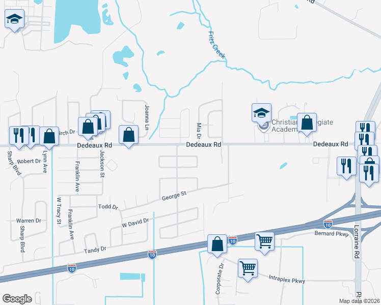 map of restaurants, bars, coffee shops, grocery stores, and more near 2702 East Angela Circle in Gulfport