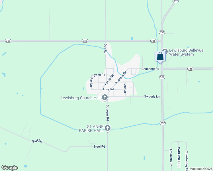 map of restaurants, bars, coffee shops, grocery stores, and more near 500-598 Bourque Road in Church Point