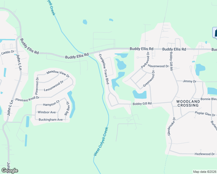map of restaurants, bars, coffee shops, grocery stores, and more near 26424 Evangeline Trace Boulevard in Denham Springs