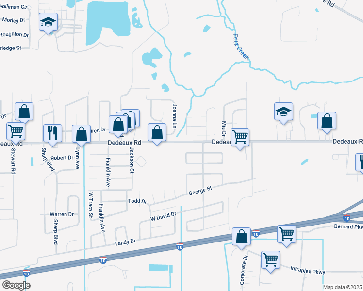 map of restaurants, bars, coffee shops, grocery stores, and more near 12393 Dedeaux Rd in Gulfport