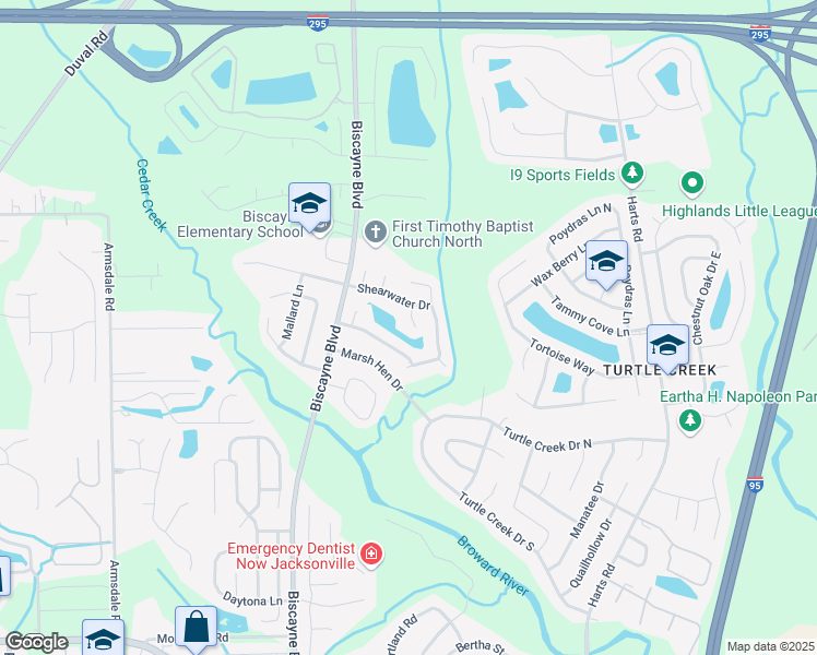 map of restaurants, bars, coffee shops, grocery stores, and more near 11784 Tumbleweed Way in Jacksonville