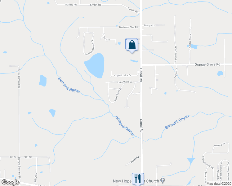 map of restaurants, bars, coffee shops, grocery stores, and more near 11267 River Bend Drive in Gulfport