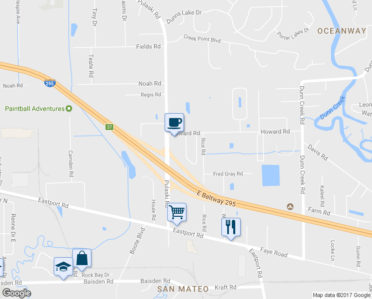 map of restaurants, bars, coffee shops, grocery stores, and more near Lake Bend Circle in Jacksonville