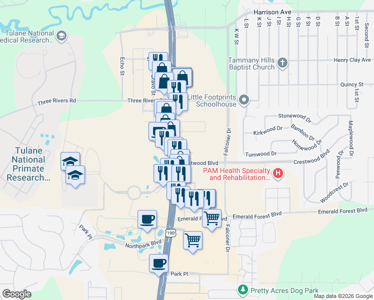 map of restaurants, bars, coffee shops, grocery stores, and more near 19311 14th Avenue in Covington