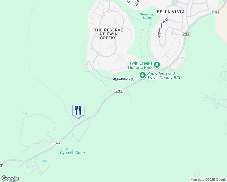 map of restaurants, bars, coffee shops, grocery stores, and more near 3301 Abbotsbury Drive in Cedar Park