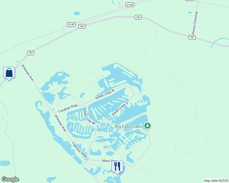 map of restaurants, bars, coffee shops, grocery stores, and more near 20 Smith Loop North in Cleveland