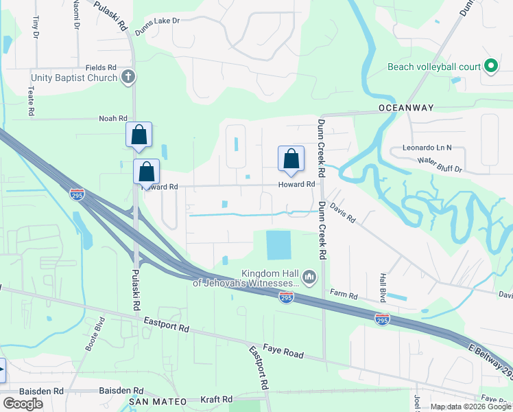 map of restaurants, bars, coffee shops, grocery stores, and more near 11532 Dunforth Cove Drive in Jacksonville