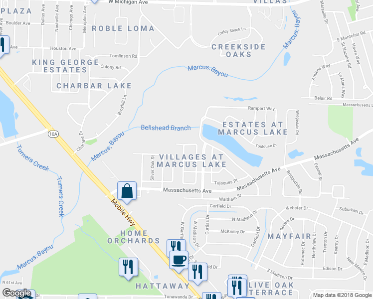 map of restaurants, bars, coffee shops, grocery stores, and more near 3109 2 Sisters Way in Pensacola