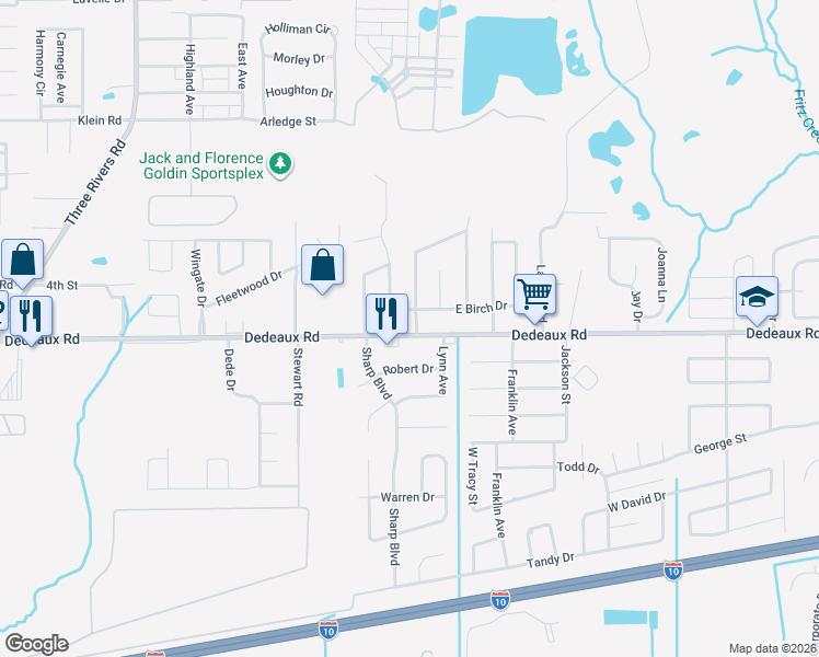 map of restaurants, bars, coffee shops, grocery stores, and more near 13216 Dedeaux Road in Gulfport
