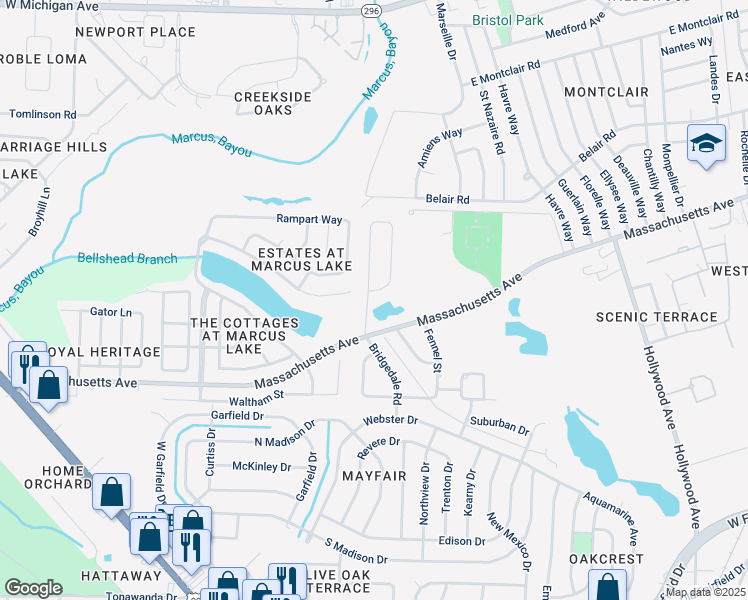 map of restaurants, bars, coffee shops, grocery stores, and more near 4766 Bridgedale Rd in Pensacola